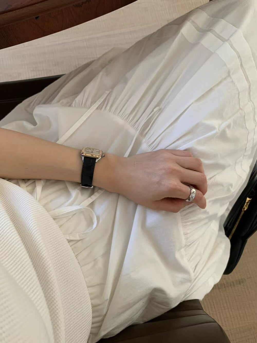 純棉鬆緊腰綁帶層次澎裙