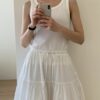 純棉鬆緊腰綁帶層次澎裙