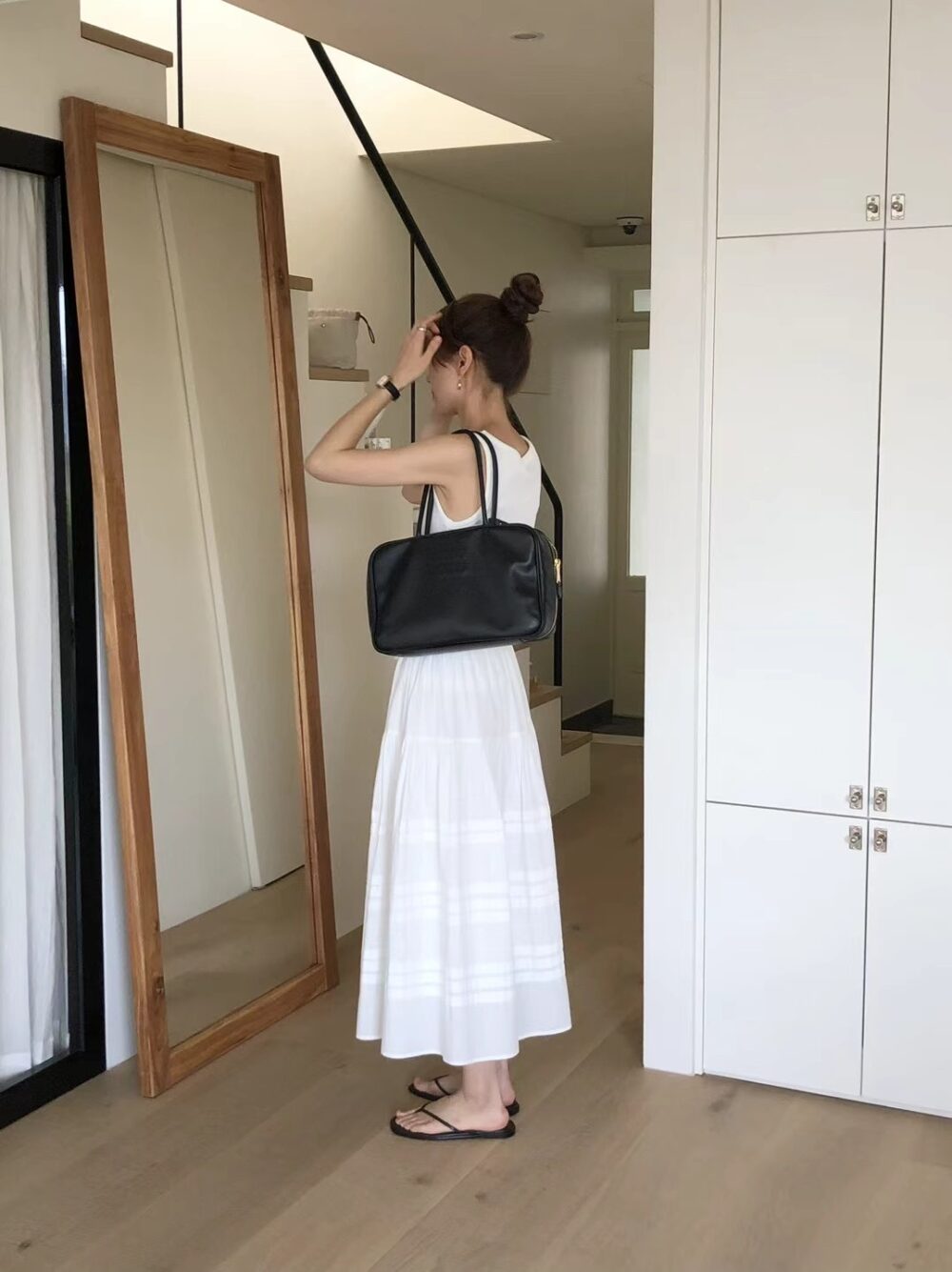 純棉鬆緊腰綁帶層次澎裙