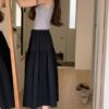 純棉鬆緊腰綁帶層次澎裙