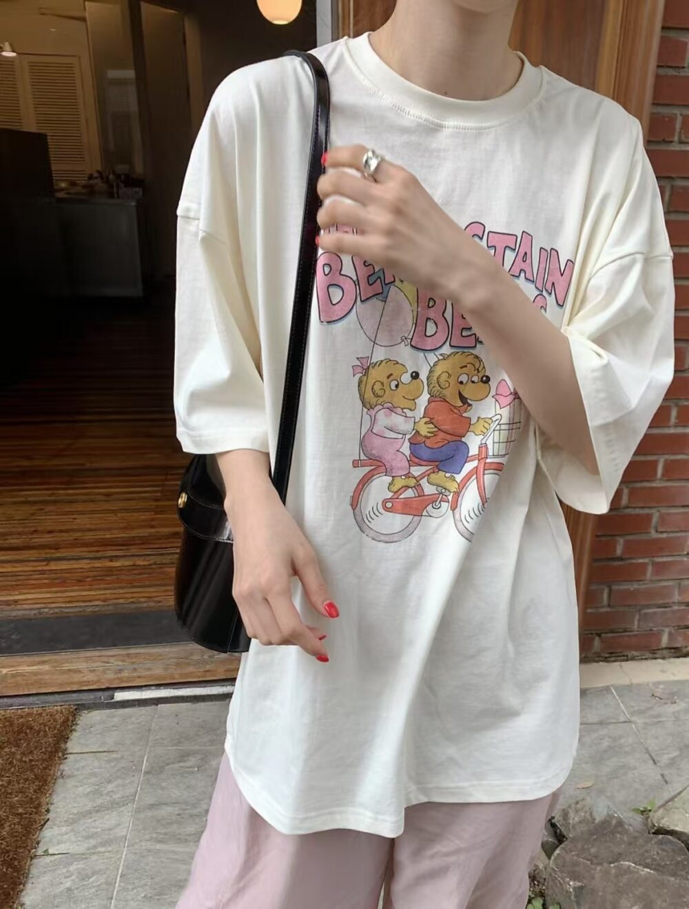 可愛插畫寬鬆長版上衣