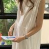 壓褶鬆緊收腰抽繩背心長洋