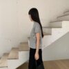 純棉條紋五分袖上衣