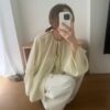 微日系天絲綁帶澎袖罩衫