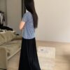 純棉條紋五分袖上衣