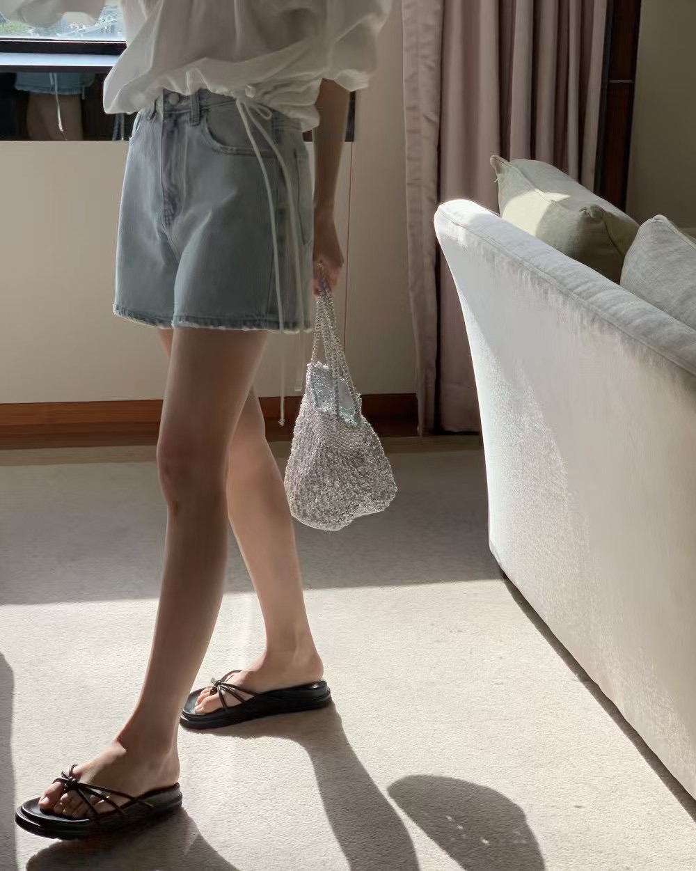 純棉修身牛仔短褲