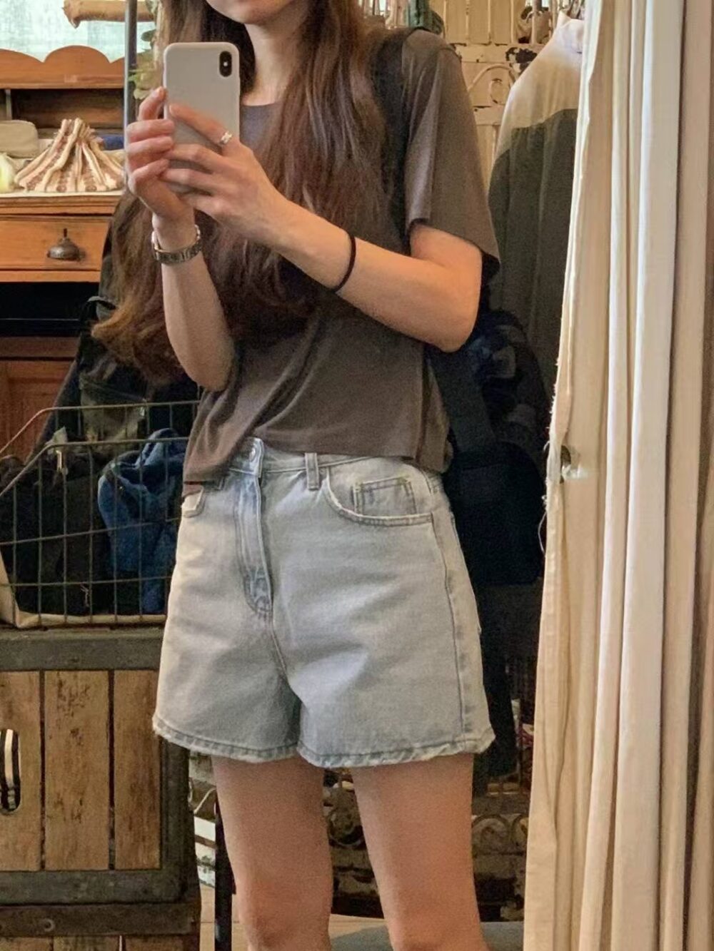 純棉修身牛仔短褲