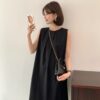 日本進口棉簡約抓褶無袖洋裝
