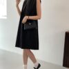 日本進口棉簡約抓褶無袖洋裝