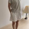 純棉條紋五分袖上衣