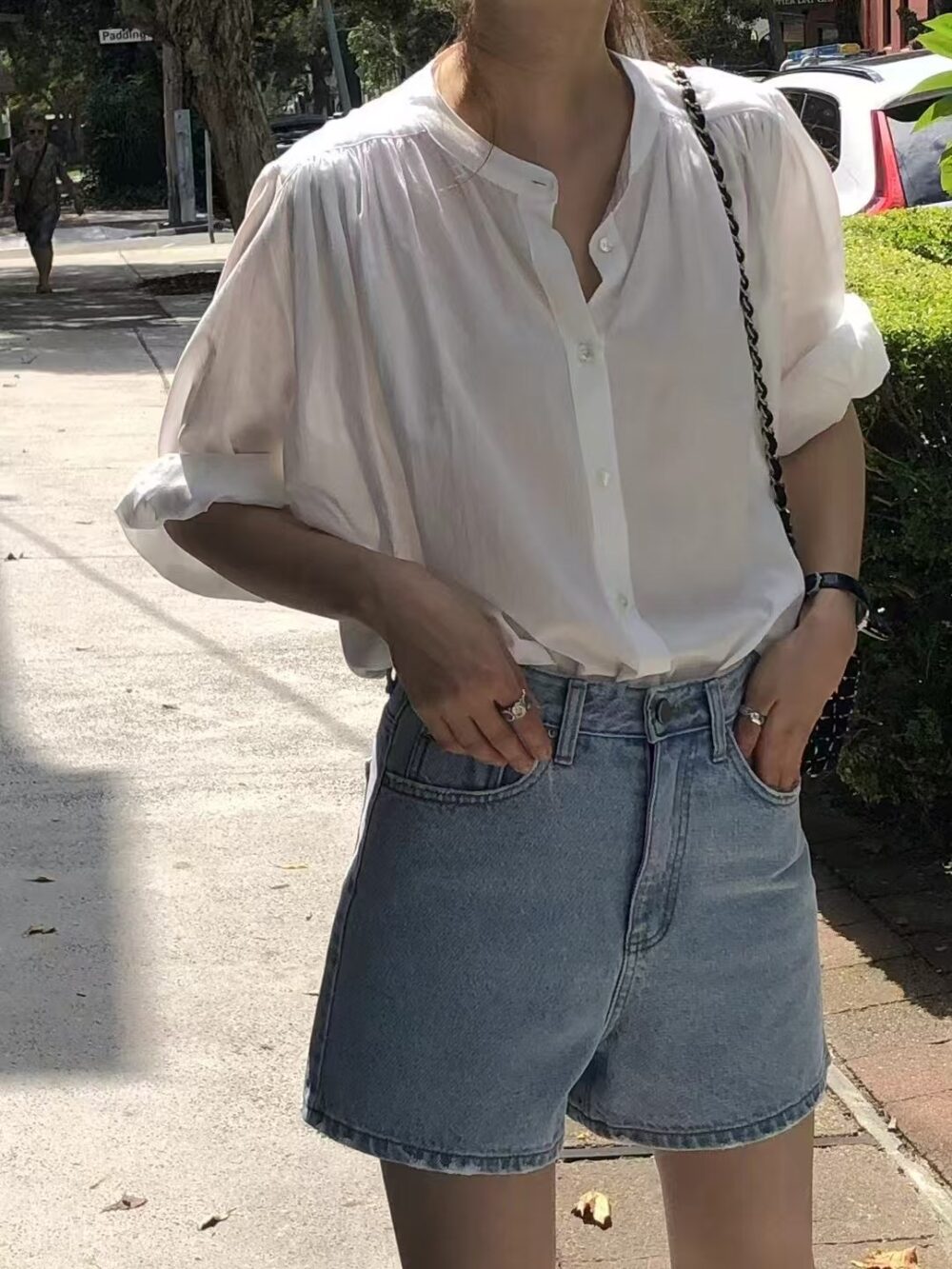 純棉修身牛仔短褲