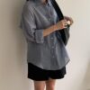 質感薄透亞麻排釦襯衫
