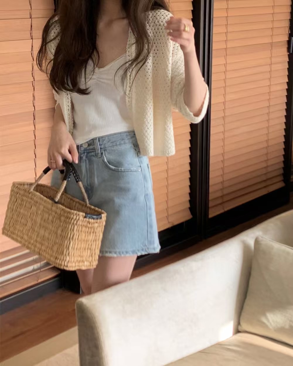 純棉修身牛仔短褲