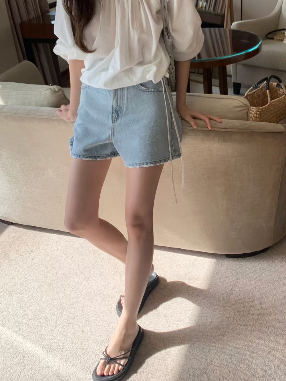 純棉修身牛仔短褲